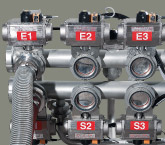 The three separate inlets and outlets enable to schedule the filtration and cleaning cycles